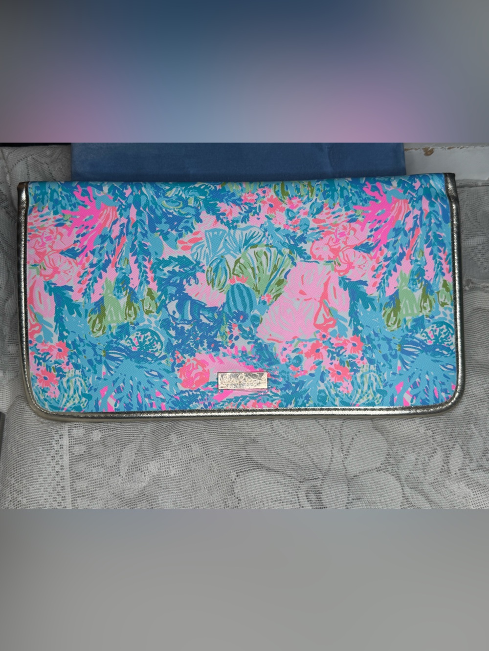 Lilly Pulitzer Fished My Wish Bi-fold Travel Organizer Passport Documents Holder